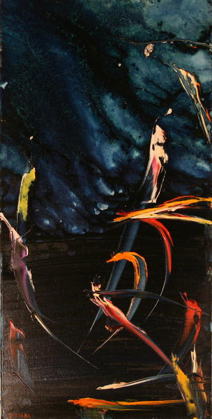 Flying Fish VI. (1990) | Oil on Canvas | 100 x 50 cm